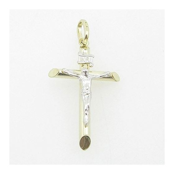 Mens 10K Solid Yellow Gold white jesus cross Length - 1.41 inches Width - 19mm 1