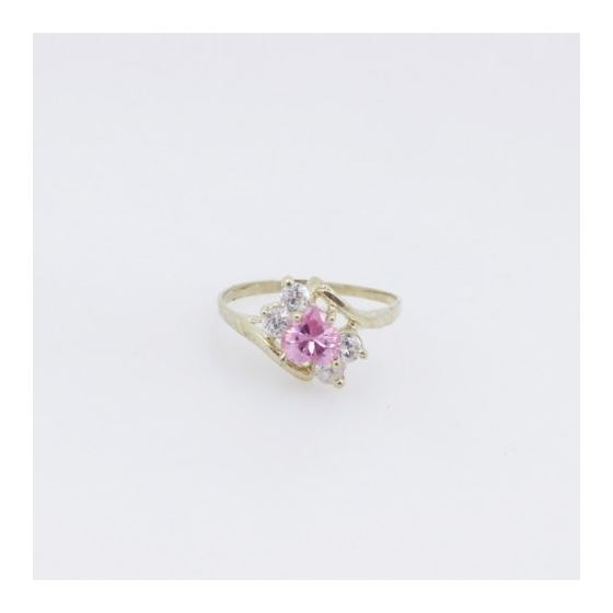 10k Yellow Gold Syntetic pink gemstone ring ajr53 Size: 8 3