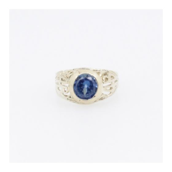 10k Yellow Gold Syntetic blue gemstone ring ajr19 Size: 2.25 3