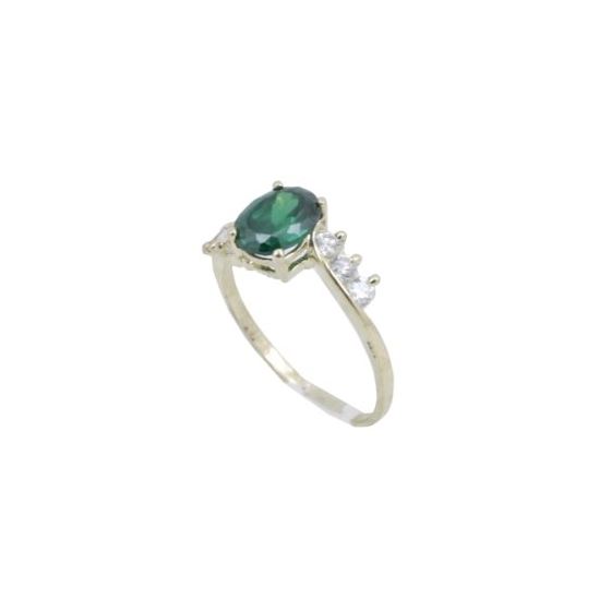 10k Yellow Gold Syntetic green gemstone ring ajr8 Size: 8 1