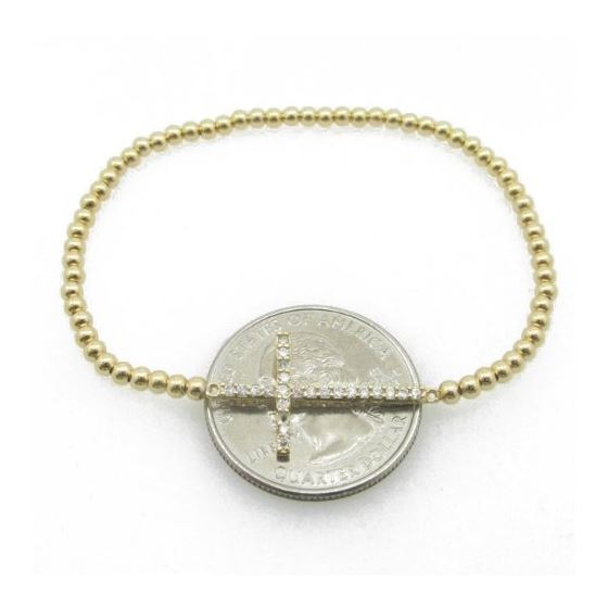 Ladies .925 Italian Sterling Silver yellow cross ball bracelet Diameter - 2.36 inches 3