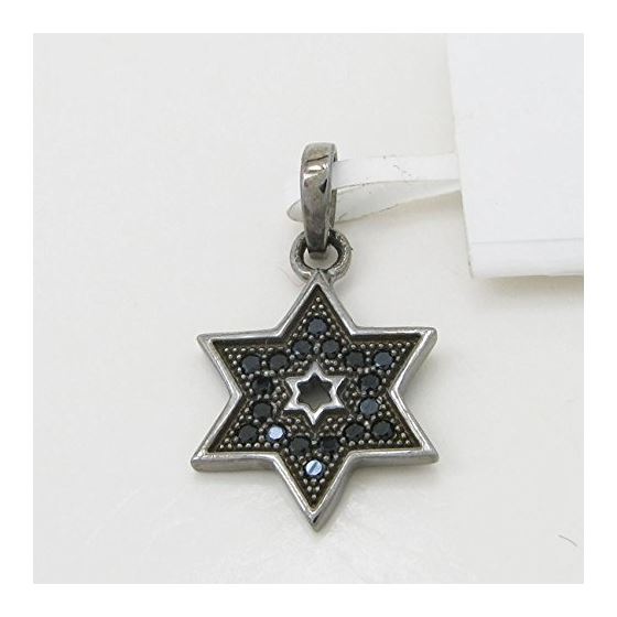 Womens Black star of david black cz pendant Silver36 3