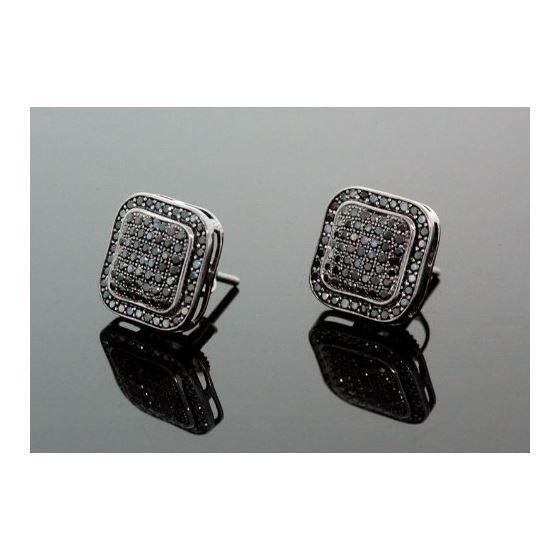 Sterling Silver Unisex Fashion Square Hand Set Stud Earrings ME0224d 1