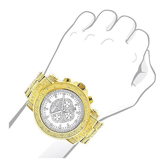 Iced Out Mens Diamond Chronograph Watch Yellow Gold Plated 2ct by Luxurman 3