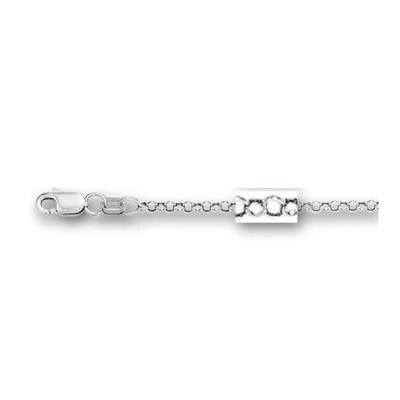 10K 20 inch long White Gold 2.30mm wide Diamond Cut Rolo Chain with Lobster Clasp FJ-100WR-20