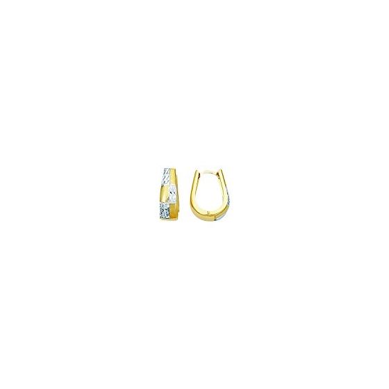 14K Yellow White Gold Ladies Huggie Earrings SN320