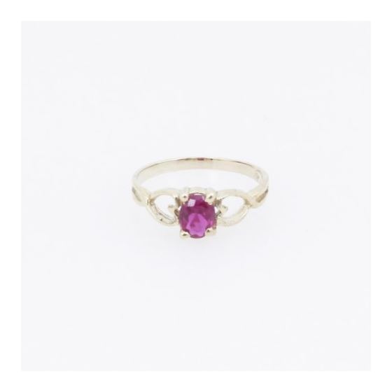 10k Yellow Gold Syntetic red gemstone ring ajjr44 Size: 3 3