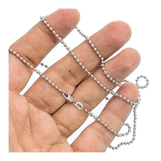 14K WHITE Gold SOLID BALL Chain - 24 Inches Long 2.3MM Wide 3