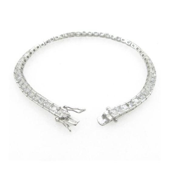 Ladies .925 Italian Sterling Silver princess cut cz tennis bracelet 3