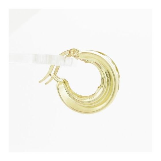 Womens 10k Yellow gold White cz hoop earring ELMI8 3