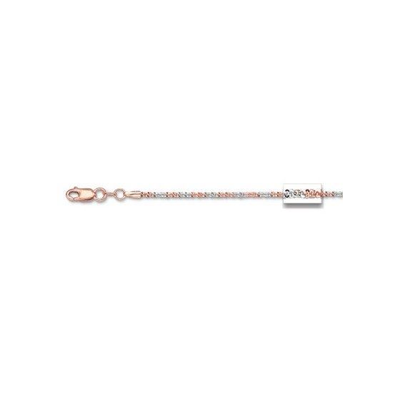 14K Rose Gold with White Gold 1.5mm wide Diamond Cut Sparkle Chain with Lobster Clasp