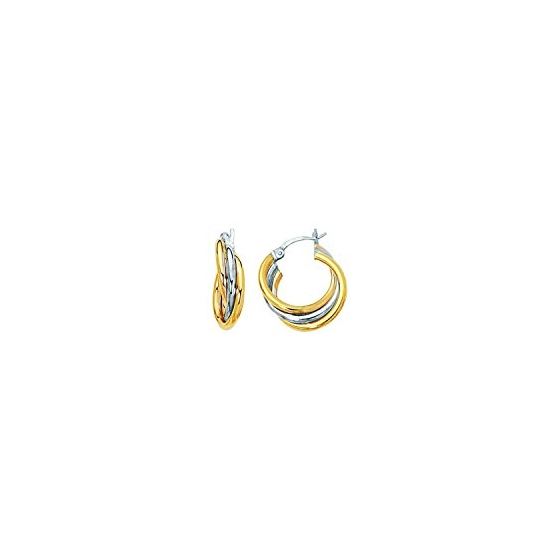 14K Yellow White Gold Ladies Hoop Earrings ER248