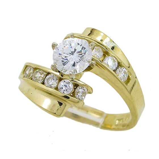 10K Yellow Gold womens wedding band engagement ring ASVJ55 1