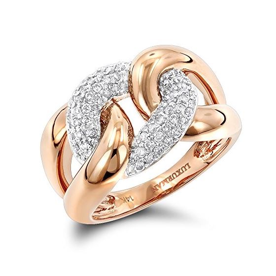 Ladies Cocktail Love Knot Cuban Link Natural Diamo