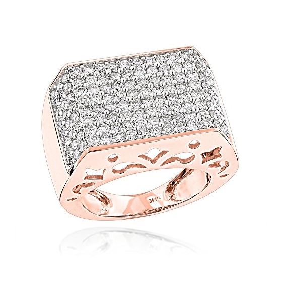 Mens Ring 14K Gold Pave Diamond Band 4Ctw (Rose Go