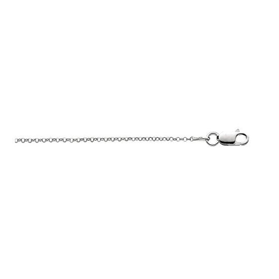 Silver with Rhodium Finish 1.4mm wide Textured Diamond Cut Rolo Chain with Lobster Clasp