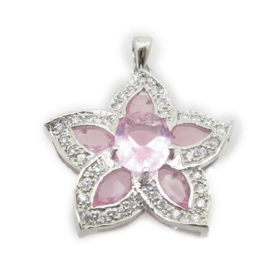 Ladies .925 Italian Sterling Silver Starfish Pendant with Pink Stone Length - 1.42in Width - 1.14in 