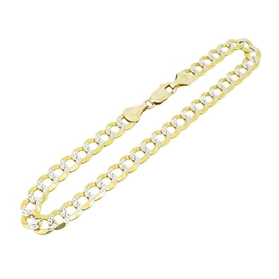 Mens 10k Yellow Gold diamond cut figaro cuban mariner link bracelet 8 inches long and 6mm wide 1