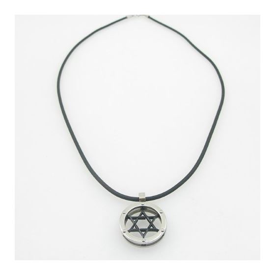 Unisex genuine leather braided crystal necklace pendant black jewish star pendant leather necklace 1