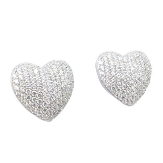 Womens .925 sterling silver White heart earring 5mm thick and 13mm wide 1