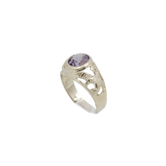 10k Yellow Gold Syntetic purple gemstone ring ajjr79 Size: 2.75 1
