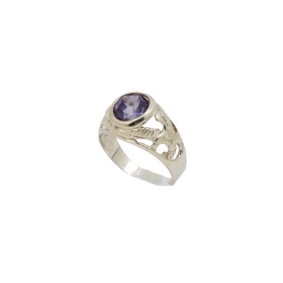10k Yellow Gold Syntetic purple gemstone ring ajjr59 Size: 2.5 1
