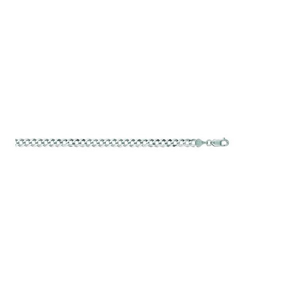 14K White Gold 5.7mm wide Diamond Cut Comfort Curb Chain with Lobster Clasp