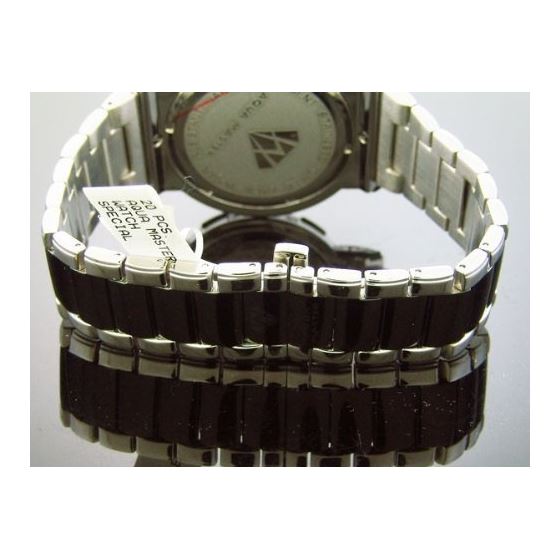 Two Tone Large Round 20 Diamonds Watch Black And-3