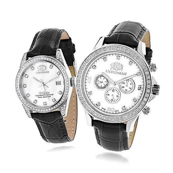 Matching His And Hers Swiss Mvt LUXURMAN Real Diam