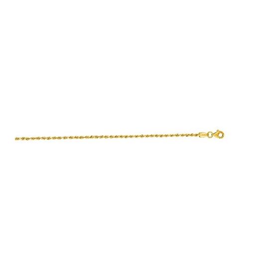 10K 16 inch long Yellow Gold 2.0mm wide Shiny Solid Diamond Cut Royal Rope Chain with Lobster Clasp