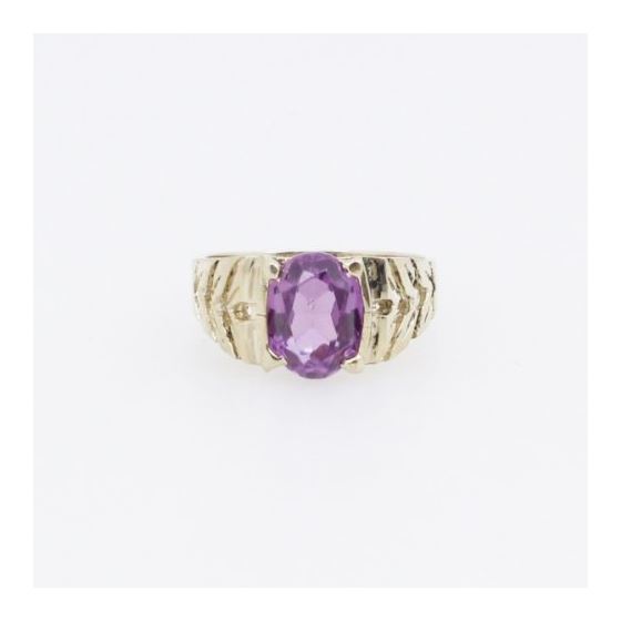 10k Yellow Gold Syntetic purple gemstone ring ajr13 Size: 2.25 3