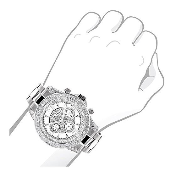 Luxurman Liberty Genuine Diamond Mens Watch 0.5ct White Gold Plated Swiss Mvt 3