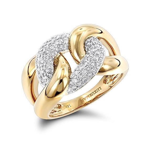 Ladies Cocktail Love Knot Cuban Link Natural Diamo