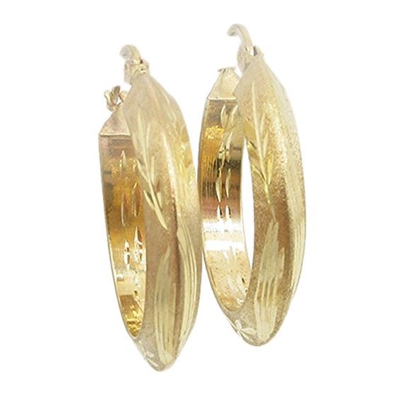 10k Yellow Gold earrings Fancy puff bamboo gold earrings AGBE54 1