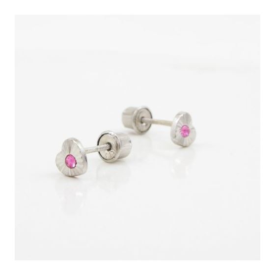 14K White gold Heart cz stud earrings for Children/Kids web480 3