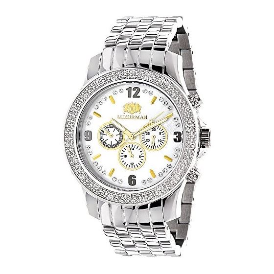 Raptor Two-Tone Mens Diamond Watch 0.25ct White Mother of Pearl by Luxurman 1