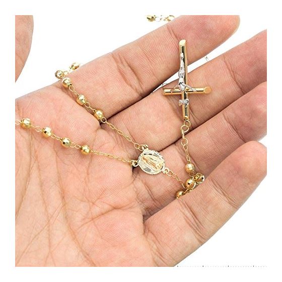 10K YELLOW Gold HOLLOW ROSARY Chain - 28 Inches Long 3.8MM Wide 3