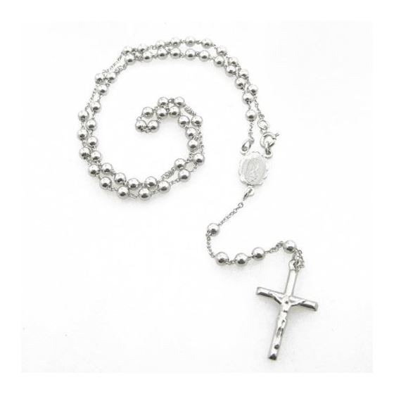 "Mens .925 Italian Sterling Silver white beaded rosary Length - 20 inches Width - 4mm (extender - 4.