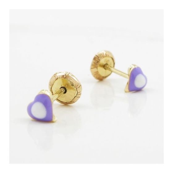 14K Yellow gold Simple heart stud earrings for Children/Kids web146 3