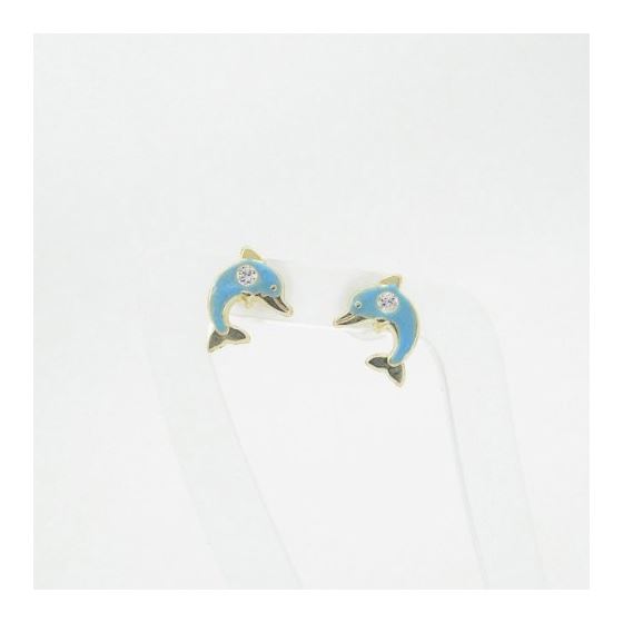 "14K Gold Earrings heart star flower dolphin penguin for Childeren