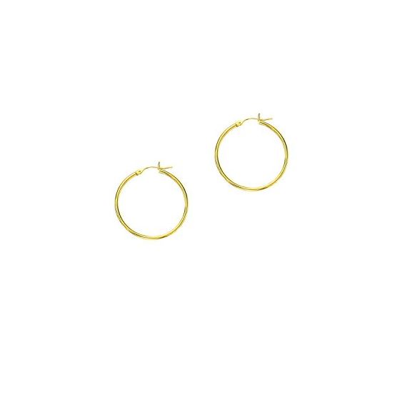 14K Yellow Gold Ladies Shiny Hoop Earrings LT263