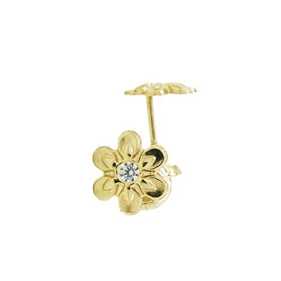 14K Yellow gold Fancy flower cz stud earrings for Children/Kids web161 1