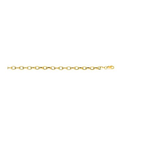 "14K Yellow Gold Oval Rolo Chain 7"" inches long x4.6mm wide"