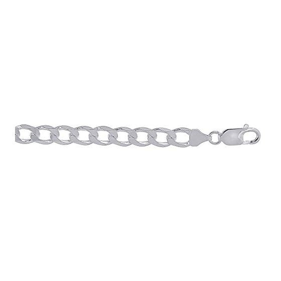 Sterling silver 8.0 mm Wide Polished Diamond Cut Curb Chain 24 Inch Long