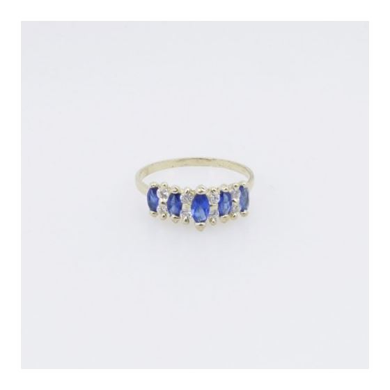 10k Yellow Gold Syntetic blue gemstone ring ajr23 Size: 7.75 3
