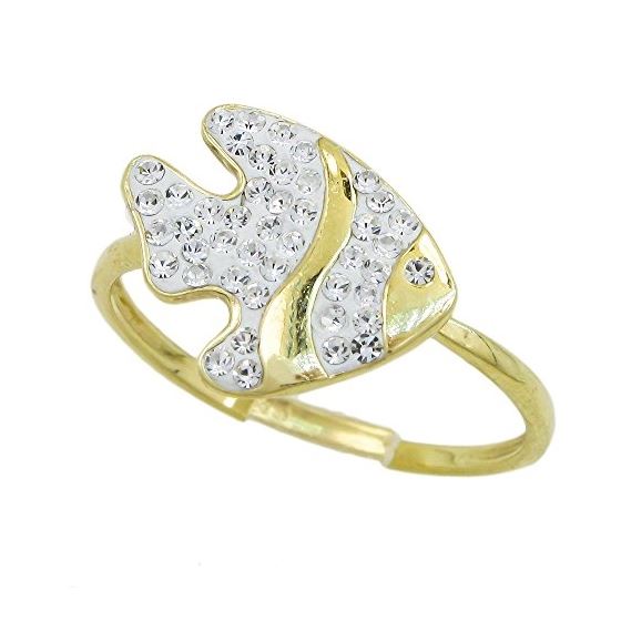 10K Yellow Gold womens fish ring ASVJ35 1