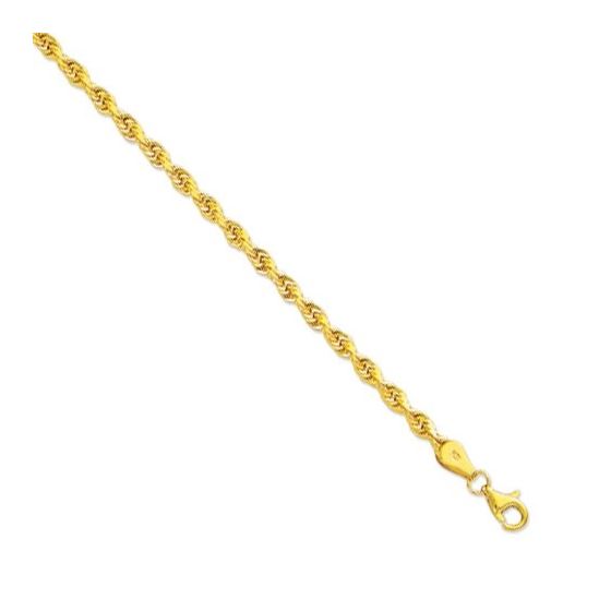 10K 18 inch long Yellow Gold 3.5mm wide Shiny Solid Diamond Cut Royal Rope Chain with Lobster Clasp