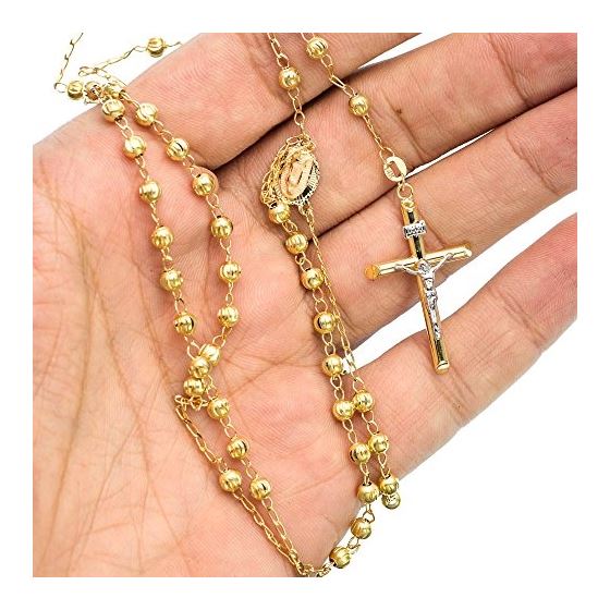 14K YELLOW Gold HOLLOW ROSARY Chain - 30 Inches Long 4.03MM Wide 3