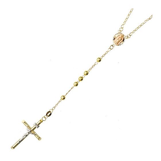 14K YELLOW Gold HOLLOW ROSARY Chain - 28 Inches Long 4.01MM Wide 1