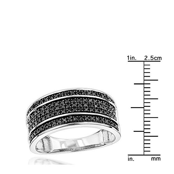 Ladies Unique Ring 10K 5 Row Black Natural 0.4 C-3